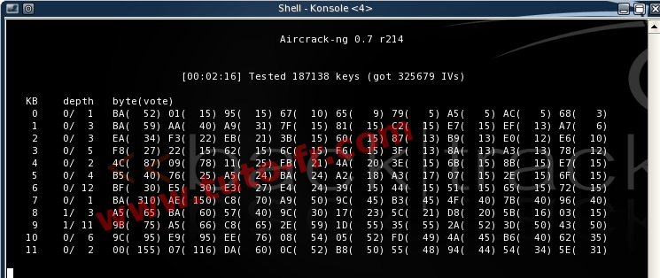 aircrack-ng crack de la clef en cour