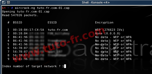 aircrack selection du reseau